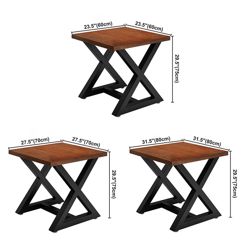 Industrial Solid Wood Dinner Room Kitchen Table Brown Square Trestle Table for Dining Room Clearhalo ' dining_table' 'Dining Tables & Seating' 'Dining Tables' 'furn' 'furn_dining_table' 'Furniture' 'furniture_dining_table' 'Kitchen & Dining Furniture' 'kitchen&dining_furn' 'kitchen' 'kitchen_dining_table' 1200x1200_399aae07-f024-451b-9b5f-5541863ad493