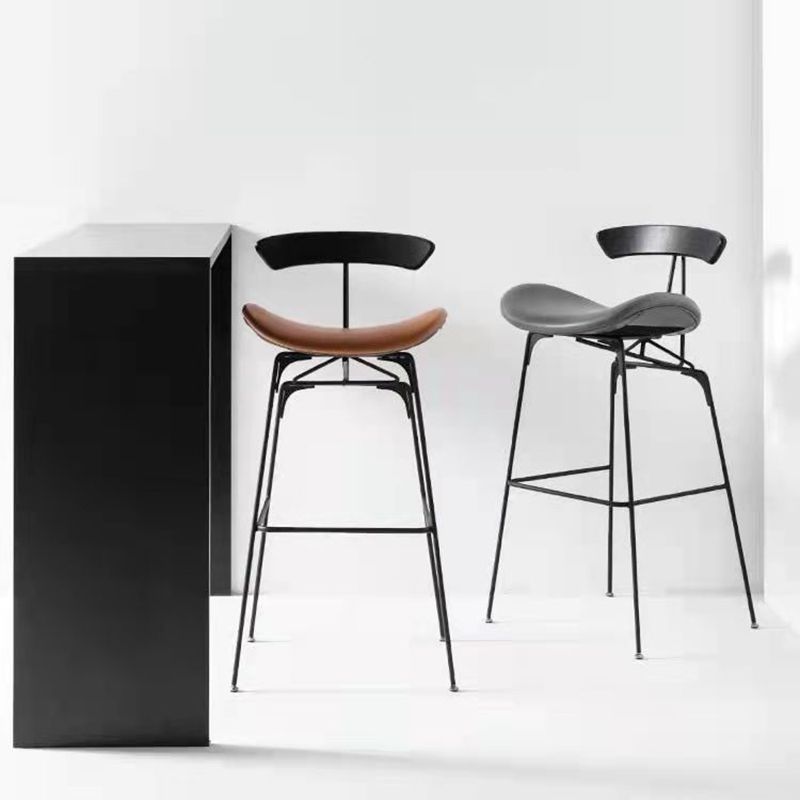 Leather Contoured Seat Barstool Industrial Metal Counter Stool with Backrest 1 Piece Clearhalo 'Bar Furniture' 'Bar Stools' 'bar_stools' 'furniture_bar_stools' 'Kitchen & Dining Furniture' 'kitchen&dining_furn' 'kitchen' 'kitchen_furn' Furniture' 1200x1200_399bef6e-32da-4c9e-be0c-ff80079f2351