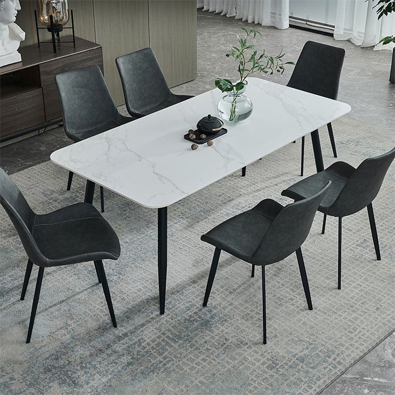 Rectangular Sintered Stone Dining Table Modern Furniture with 4 Legs in Matte Finish Clearhalo 'Dining Tables & Seating' 'Dining Tables' 'dining_table' 'furn' 'furn_dining_table' 'Furniture' 'furniture_dining_table' 'Kitchen & Dining Furniture' 'kitchen' 'kitchen_dining_table' 1200x1200_399fa4be-eb2b-409d-b338-e981adffb2de