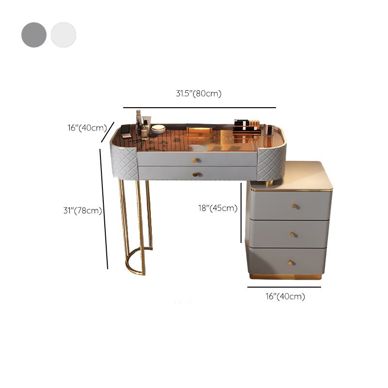 Glam Glass Makeup Vanity Desk Bedroom Vanity Dressing Table with Drawer Clearhalo 'Bedroom Furniture' 'furn' 'furn_makeup_vanities' 'Furniture' 'Makeup Vanities' 'makeup_vanities' 1200x1200_39a0c719-fbc6-48f1-9360-a723ad2cbe6b