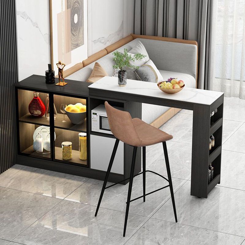 Modern Style Bistro Bar Table Sintered Stone Top Bar Table with Storages Clearhalo 'Bar Furniture' 'Bar Tables' 'bar_tables' 'furn' 'furn_bar_tables' 'Furniture' 'Kitchen & Dining Furniture' 1200x1200_39a0e2d3-645c-4293-8c22-828a9b542b98