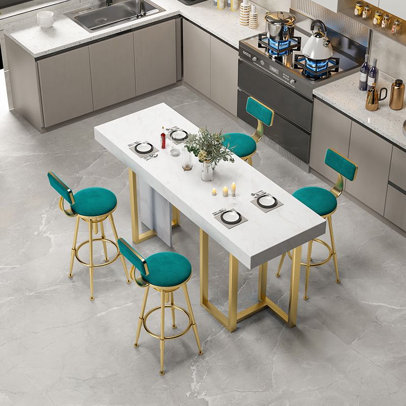 1/2/5 Pieces Bar Stool and Table Set Faux Marble Rectangular