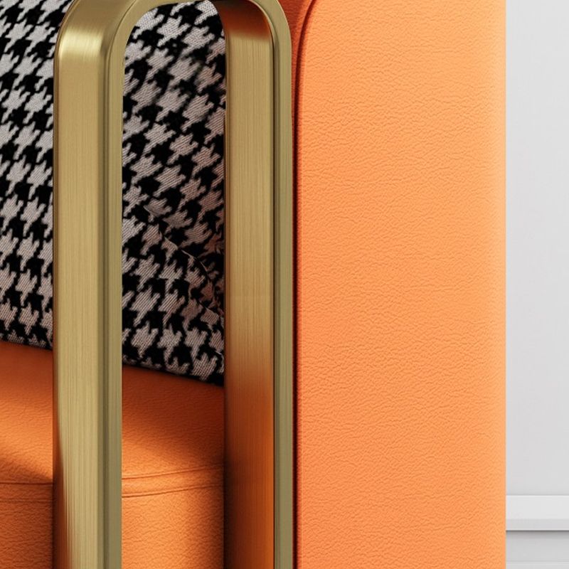 Glam Arm Chair Solid Color Pillow Back Gold Base Arms Included Armchair