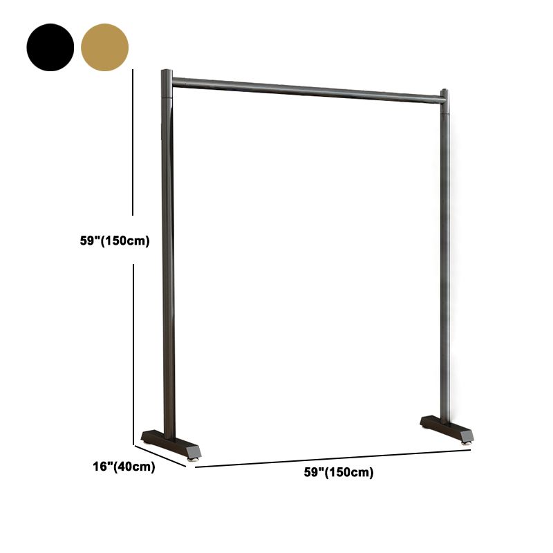 Armadiet in acciaio inossidabile a armadio aperto in stile contemporaneo con asta di abbigliamento