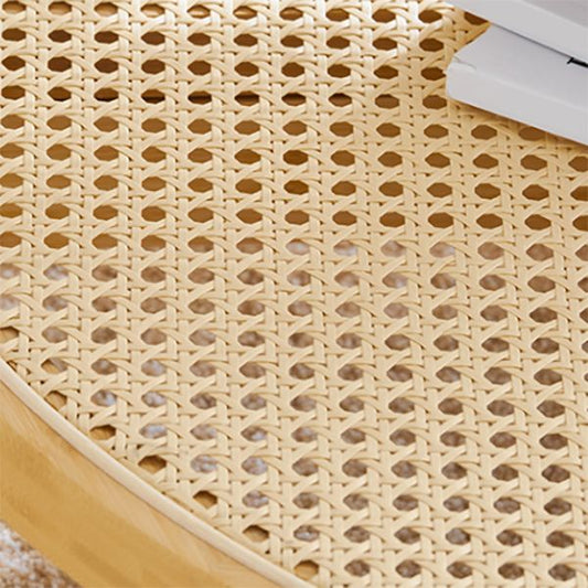 Tavolino in vetro rotondo a 4 gambe in legno con scaffale