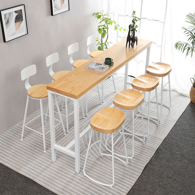 Industrial Rectangle Solid Wood Bar Table Set 1/5/9 Pieces Counter Table with High Stools Clearhalo 'Bar Furniture' 'furn' 'furn_home_bar_bar_sets' 'Furniture' 'Home Bars & Bar Sets' 'home_bar_bar_sets' 'Kitchen & Dining Furniture' 1200x1200_39a473fd-7f3c-4515-a3fb-590afaaf562b