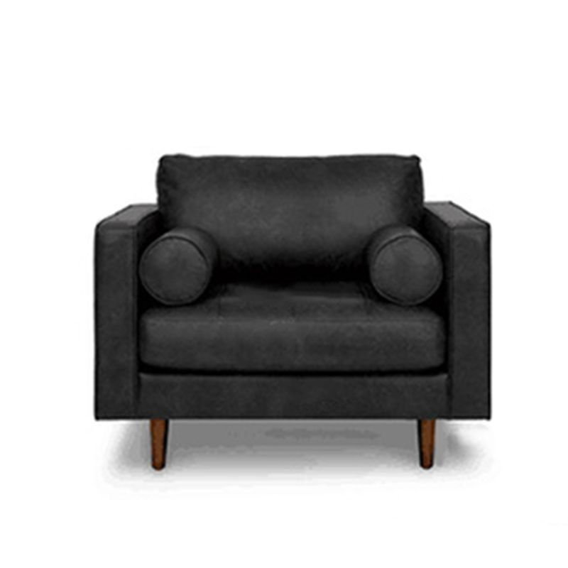 Faux Leather Modern Sofa 37.7"W Square Arm Sofa with 2 Pillows for Living Room Clearhalo 'furn' 'furn_sofas' 'Furniture' 'furniture_sofas' 'kitchen' 'kitchen_sofas' 'Living Room Furniture' 'Sofa' 'sofas' 1200x1200_39a4de47-f053-4848-a639-a600a47b9d95