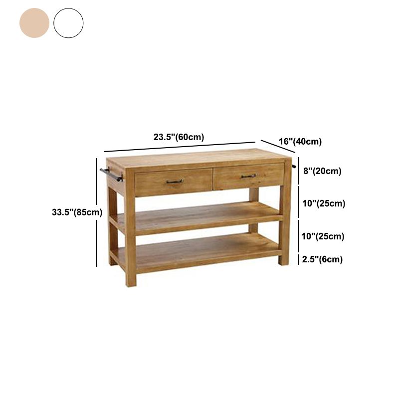 Modern Stationary Kitchen Island table Wood Rectangular Kitchen table with Towel Rack
