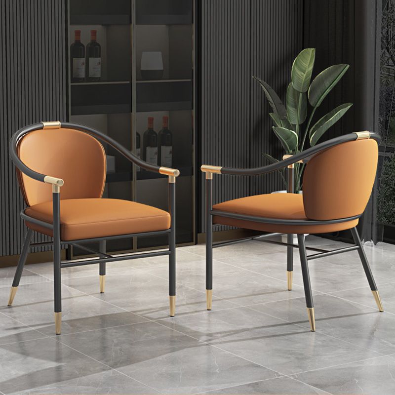 Contemporary Metal Dining Room Chair Arm Upholstered Side Chairs for Home Use Clearhalo 'Dining Chairs' 'Dining Tables & Seating' 'dining_chair' 'furn' 'furn_dining_chair' 'Furniture' 'Kitchen & Dining Furniture' 1200x1200_39a7f7dc-c329-44e2-8bbe-3d7cf866b01a