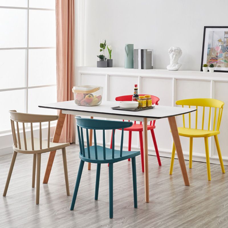 Scandinavian Home Slat Back Side Chair Matte Finish Plastic Dining Chair Clearhalo ' kitchen&dining_furn' 'Dining Chairs' 'Dining Tables & Seating' 'dining_chair' 'furn' 'furn_dining_chair' 'Furniture' 'furniture_dining_chair' 'Kitchen & Dining Furniture' 'kitchen' 1200x1200_39a81086-0c24-4694-afe5-ecfd0f6e6712