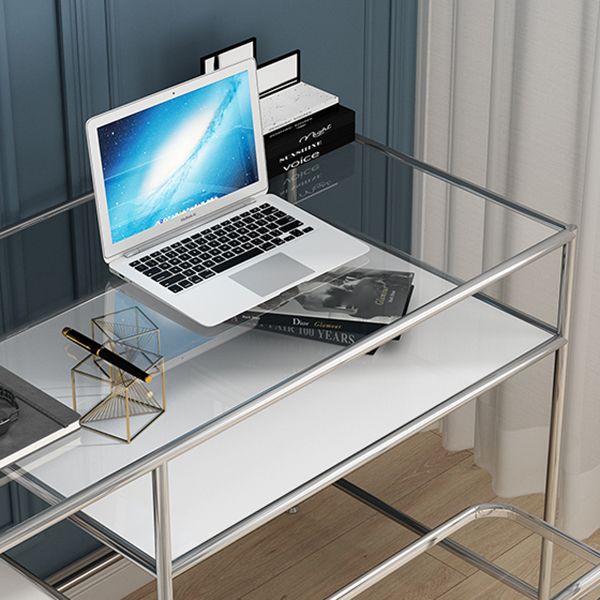 Escritorio de oficina moderno de escritorio rectangular de madera con estantes, 23.62 "W