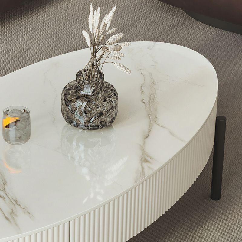 Glam Coffee Cocktail Table with Storage Drawer and 4 Iron Legs Clearhalo 'Coffee & Accent Tables' 'Coffee Tables' 'coffee_tables' 'furn' 'furn_coffee_tables' 'Furniture' 'Living Room Furniture' 1200x1200_39ab84c6-20e9-400f-9d3b-bf47ccc29f24