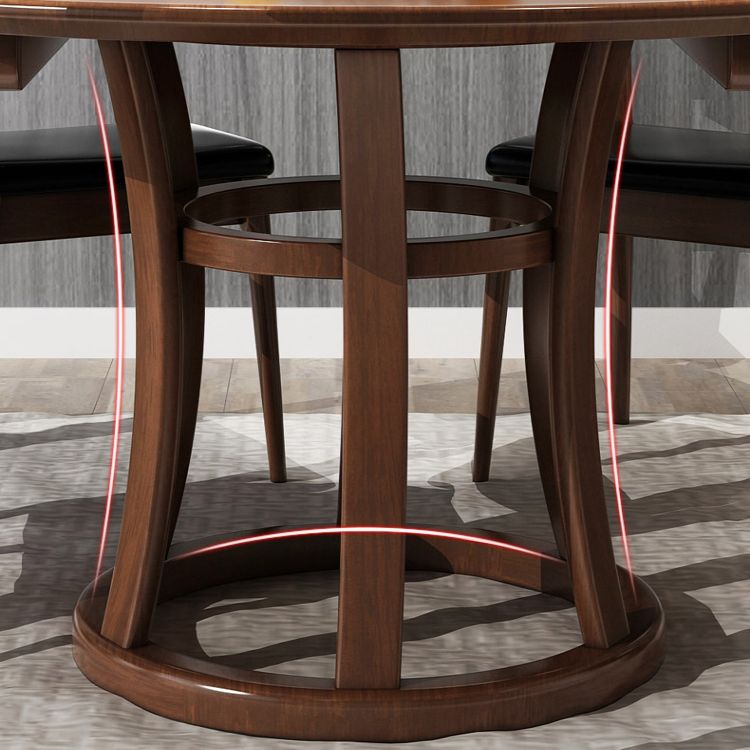Round Pedestal Casual Dining Table Wood Color Fixed Turntable of Rubberwood Solid Wood Clearhalo ' dining_table' 'Dining Tables & Seating' 'Dining Tables' 'furn' 'furn_dining_table' 'Furniture' 'furniture_dining_table' 'Kitchen & Dining Furniture' 'kitchen&dining_furn' 'kitchen' 'kitchen_dining_table' 1200x1200_39adba05-c801-4b20-91b0-815fecb905a0