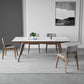 Table de salle à manger en pierre frittée de table rectangulaire moderne avec pieds en bois