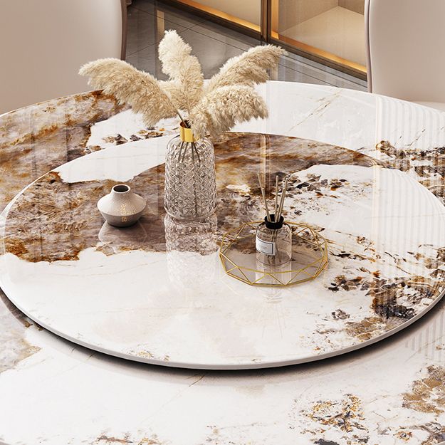 Round Dining Table Luxury Style Stone Pedestal Dinner Table with Turntable Clearhalo ' dining_table' 'Dining Tables & Seating' 'Dining Tables' 'furn' 'furn_dining_table' 'Furniture' 'furniture_dining_table' 'Kitchen & Dining Furniture' 'kitchen&dining_furn' 'kitchen' 'kitchen_dining_table' 1200x1200_39afae3e-5bfb-4bed-9727-7594e41d3d10