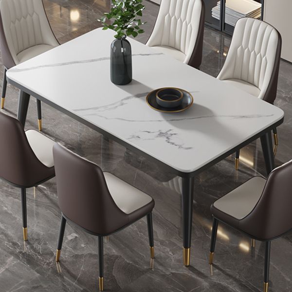 Minimalist Sintered Stone Top Kitchen Dining Table Rectangle Shape Dining Table with 4 Legs Base Clearhalo ' dining_table' 'Dining Tables & Seating' 'Dining Tables' 'Furniture' 'furniture_dining_table' 'Kitchen & Dining Furniture' 'kitchen&dining_furn' 'kitchen' 'kitchen_dining_table' 1200x1200_39b3e91e-27db-4326-af7a-9c43779bad83