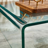 Tavolino rettangolare nera/trasparente in stile moderno con top in vetro temperato