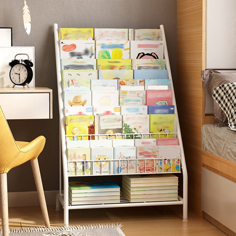 Scaffale per libri con scaletta chiusa in metallo, ripiani inclusi. Libreria inclusa