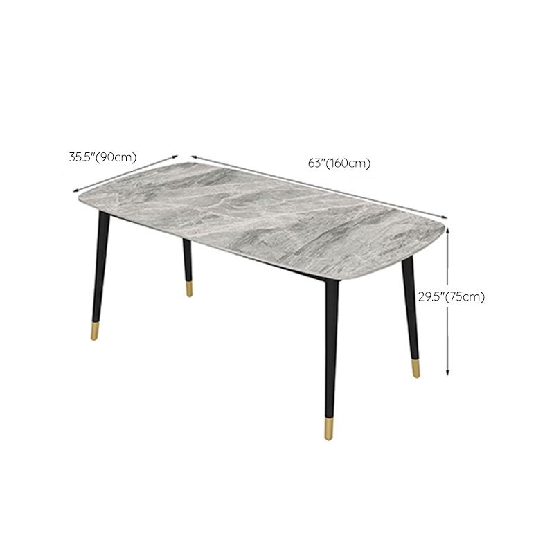 Industrial Dining Rectangle Table Sintered Stone Table with Metal Legs for Home Clearhalo 'Dining Tables & Seating' 'Dining Tables' 'dining_table' 'furn' 'furn_dining_table' 'Furniture' 'Kitchen & Dining Furniture' 1200x1200_39b8847c-7409-4d92-8c0c-d412aeca80da
