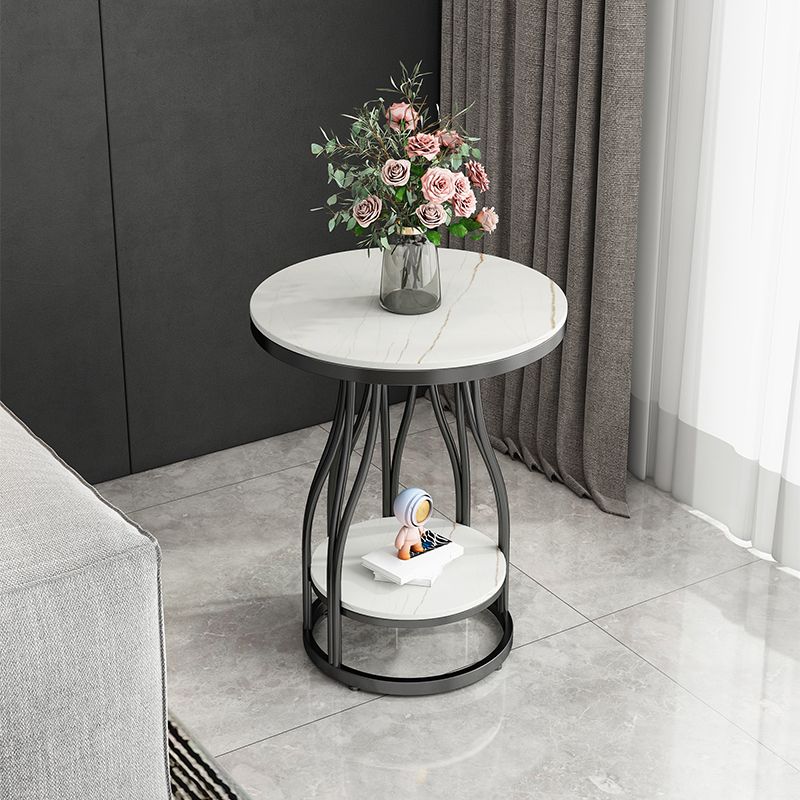 2-Tier Modern Metal Round Side Table 19.7-inch End Table with Shelf Clearhalo 'Coffee & Accent Tables' 'End & Side Tables' 'end_side_tables' 'furn' 'furn_end_side_tables' 'Furniture' 'Living Room Furniture' 1200x1200_39ba7010-5241-4a3c-8827-042231ce834c