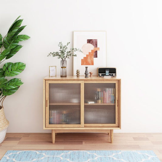 Due porte di vetro buffet server in legno semplice server da cucina in stile per sala da pranzo