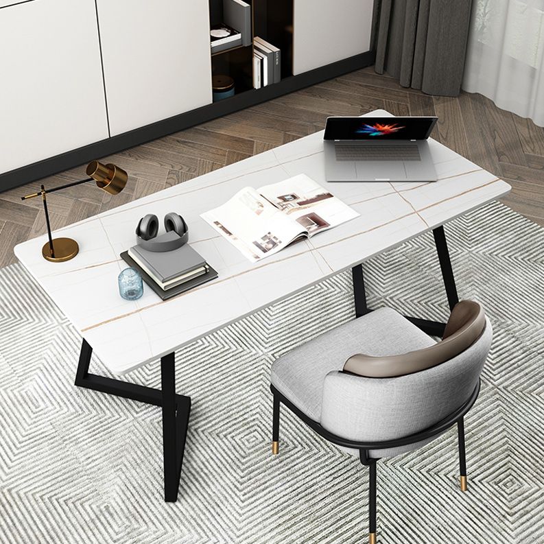 Contemporary Office Desk Antique Finish Rectangular Computer Desk with Metal Legs Clearhalo 'furn' 'furn_office_desk' 'Furniture' 'Office Desks' 'Office Furniture' 'office_desk' 1200x1200_39bbaefe-49ac-43d5-9f45-42bc049cac7f