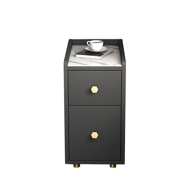 Glam Stone Top Bed Nightstand 2-Drawer Imitation Wood Legs Included Night Table Clearhalo 'Bedroom Furniture' 'furn' 'furn_night_stand' 'Furniture' 'night_stand' 'Nightstands' 1200x1200_39bcdb14-feed-4400-8d68-726deb5e6c7b