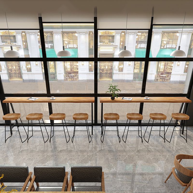 Pine Wood Bar Dining Table Rectangle Industrial Bar Table with Black Trestle Base Clearhalo 'Bar Furniture' 'Bar Tables' 'bar_tables' 'furn' 'furn_bar_tables' 'Furniture' 'furniture_bar_tables' 'Kitchen & Dining Furniture' 1200x1200_39c017c7-1d2e-4bf1-87dc-1f410a695d20