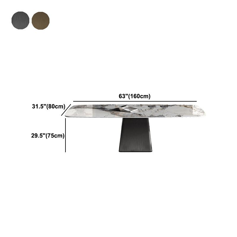 Traditional Luxury Rectangle Dining Table Stone Top Pedestal Casual Dining Table Clearhalo 'Dining Tables & Seating' 'Dining Tables' 'dining_table' 'furn' 'furn_dining_table' 'Furniture' 'Kitchen & Dining Furniture' 1200x1200_39c461c0-84fb-4d06-8954-14e687b42189