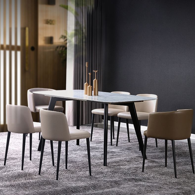 Minimalist Style Leather Dining Chairs Solid Back Armless Side Chairs (Set of 2) Clearhalo ' kitchen&dining_furn' 'Dining Chairs' 'Dining Tables & Seating' 'dining_chair' 'furn' 'furn_dining_chair' 'Furniture' 'furniture_dining_chair' 'Kitchen & Dining Furniture' 'kitchen' 1200x1200_39c9a8d5-db70-45b8-a46b-eb2d4646c2ab