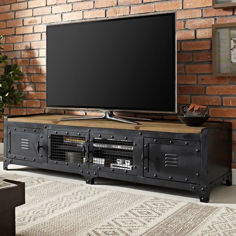 American Retro Industrial Style TV Cabinet Iron Art Solid Wood Bedroom TV Stand Clearhalo 'furn' 'furn_tv_stands_entertainment_centers' 'Furniture' 'Living Room Furniture' 'TV Stands & Entertainment Centers' 'TV Stands & Media Storage Furniture' 'tv_stands_entertainment_centers' 1200x1200_39cb8a8c-0992-4a68-ae12-c0c74bf35d01