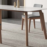 Modern Dining Sintered Stone Table Dining Rectangle Table with Wood Legs for Home