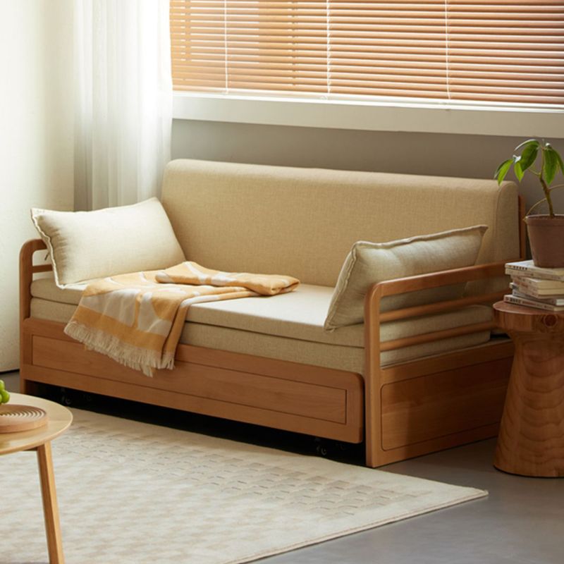 Scandinavische vaste houten bank futon verwijderbare stof slaper bank