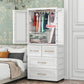 Beige and White Wardrobe Armoire Contemporary Style Plastic Wardrobe Cabinet