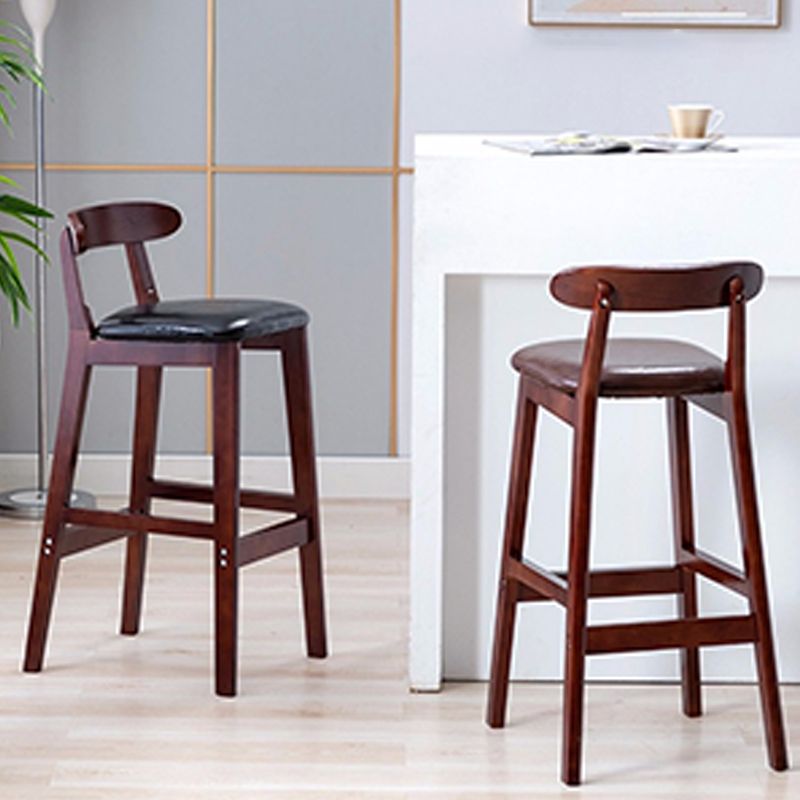Armless Upholstered Bar Stool Modern Low Back Bar Stool with Wooden Legs