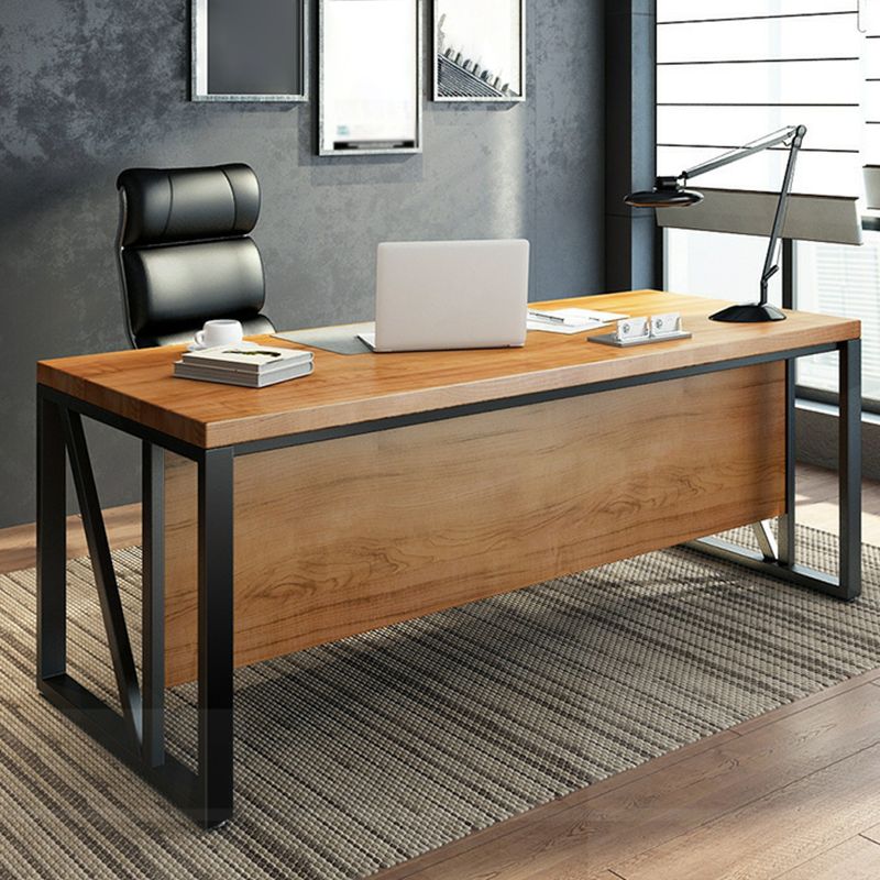 Industrial Pine Wood Dining Table Rectangle Table with Metal Trestle Base Clearhalo ' dining_table' 'Dining Tables & Seating' 'Dining Tables' 'furn' 'furn_dining_table' 'Furniture' 'furniture_dining_table' 'Kitchen & Dining Furniture' 'kitchen&dining_furn' 'kitchen' 'kitchen_dining_table' 1200x1200_39cf7a07-90b6-4c72-8a40-dcc4d0f5ee1a