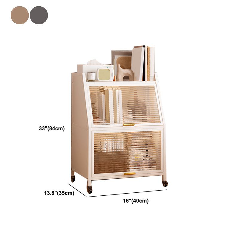 Contemporary Steel Shelf Bookcase with Doors Standard Bookshelf