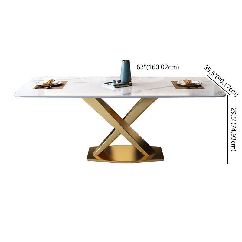 Modern Sintered Stone Dining Table Rectangular Dining Table Set with X-shaped Metal Frame Clearhalo 'Dining Room Sets' 'Dining Tables & Seating' 'dining_room_set' 'furn' 'furn_dining_room_set' 'Furniture' 'furniture_dining_room_set' 'Kitchen & Dining Furniture' 'kitchen&dining_furn' 'kitchen' 1200x1200_39d1e186-ed53-44c1-8fbf-0bb88f8a1247