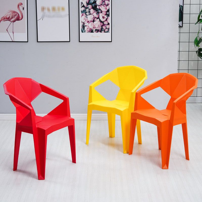 Contemporary Style Stackable Chair Dining Arm Chair with Plastic Legs Clearhalo 'Dining Chairs' 'Dining Tables & Seating' 'dining_chair' 'furn' 'furn_dining_chair' 'Furniture' 'furniture_dining_chair' 'Kitchen & Dining Furniture' 1200x1200_39d29e52-a681-4853-80d4-659e5d57532f
