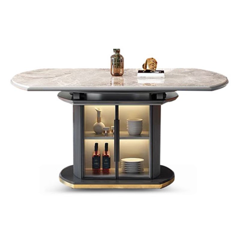 5/7 Pcs Contemporary Stone Round Shape Dinette Table with Upholstered Chair Clearhalo 'Dining Room Sets' 'Dining Tables & Seating' 'dining_room_set' 'furn' 'furn_dining_room_set' 'Furniture' 'Kitchen & Dining Furniture' 1200x1200_39d4b70d-4ea9-4d14-a590-a3595113230c