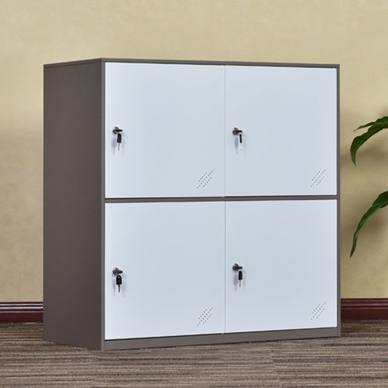 Armoire contemporaine non conservatrice avec portes à charnière armoire de rangement en métal blanc et marron