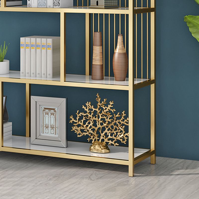 Contemporary Etagere Bookshelf Iron Frame White Manufactured Wood Shelf Bookcase Clearhalo 'Bookcases' 'furn' 'furn_bookcases' 'Furniture' 'furniture_bookcases' 'Office Furniture' 1200x1200_39d67924-83e8-43e6-ba22-e5728dddaa46