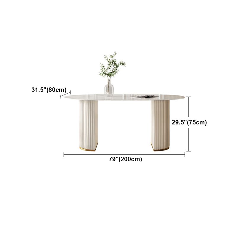Traditional Luxury Dining Table Oval Sintered Stone White Dining Table for Home Use Clearhalo 'Dining Tables & Seating' 'Dining Tables' 'dining_table' 'Furniture' 'furniture_dining_table' 'Kitchen & Dining Furniture' 'kitchen' 'kitchen_dining_table' 1200x1200_39d83542-ff7d-476f-943c-262bc9a60fbb