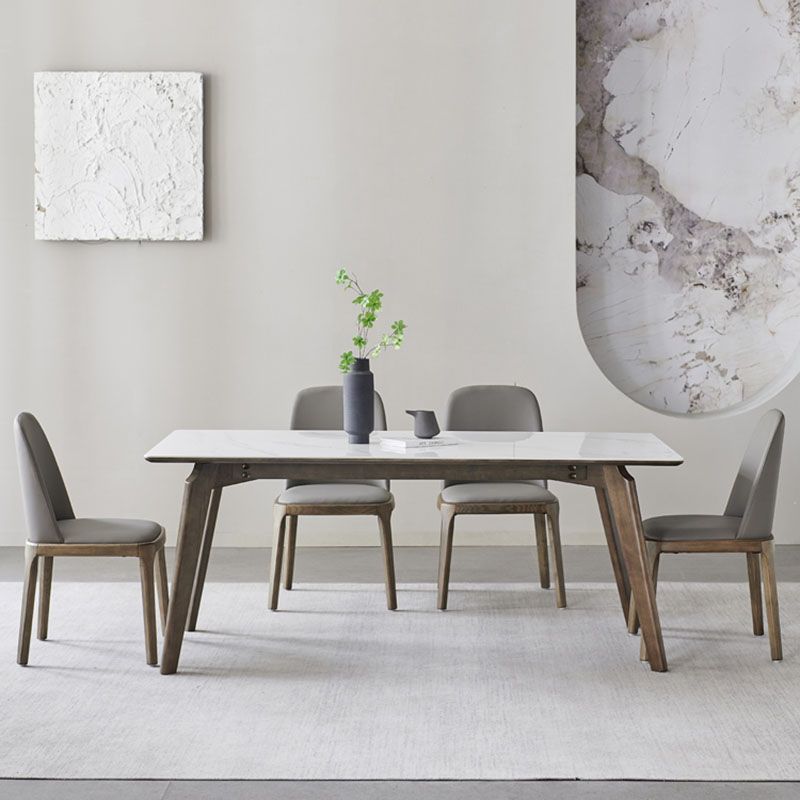 Modern Stone Dining Site Table 4 Wood Legs Rectangle Home Dining Table Clearhalo 'Dining Tables & Seating' 'Dining Tables' 'dining_table' 'furn' 'furn_dining_table' 'Furniture' 'furniture_dining_table' 'Kitchen & Dining Furniture' 'kitchen' 'kitchen_dining_table' 1200x1200_39dbeda7-7fbe-4d59-a976-c79dcdd940cb