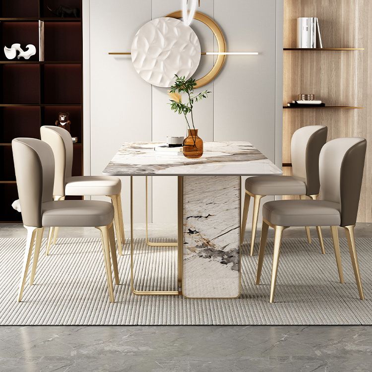 Luxury Sintered Stone Top Dining Set Rectangle 1/3/5/6 Pieces Dining Room Table Set Clearhalo 'Dining Room Sets' 'Dining Tables & Seating' 'dining_room_set' 'furn' 'furn_dining_room_set' 'Furniture' 'furniture_dining_room_set' 'Kitchen & Dining Furniture' 1200x1200_39dd68d1-df74-4917-8f85-1288dabba45d