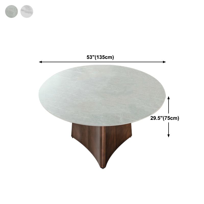 Stone Glam Round Dining Table Matte Finish Pedestal Table for Kitchen Clearhalo 'Dining Tables & Seating' 'Dining Tables' 'dining_table' 'furn' 'furn_dining_table' 'Furniture' 'furniture_dining_table' 'Kitchen & Dining Furniture' 'kitchen' 'kitchen_dining_table' 1200x1200_39dfd1ad-f88d-405e-86a8-815d518ecea2