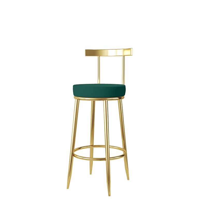 Glam Style Bar-stool Metal Legs Round Seat Barstool with Footrest for Kitchen Clearhalo 'Bar Furniture' 'Bar Stools' 'bar_stools' 'furn' 'furn_bar_stools' 'furniture_bar_stools' 'Kitchen & Dining Furniture' 'kitchen&dining_furn' 'kitchen' 'kitchen_furn' Furniture' 1200x1200_39dff57f-303f-4d67-aab0-0e2287821ca9