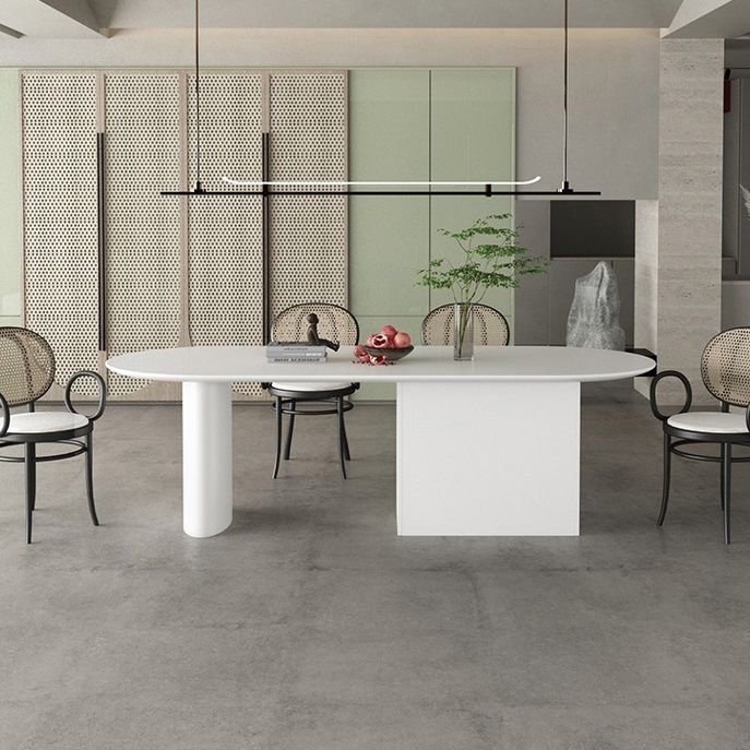 Minimalism Wood Oval Dining Table Wood Base Dining Table with Cabinet Clearhalo 'Dining Tables & Seating' 'Dining Tables' 'dining_table' 'furn' 'furn_dining_table' 'Furniture' 'furniture_dining_table' 'Kitchen & Dining Furniture' 'kitchen' 'kitchen_dining_table' 1200x1200_39e1475e-1603-4363-8fe8-32b016566307