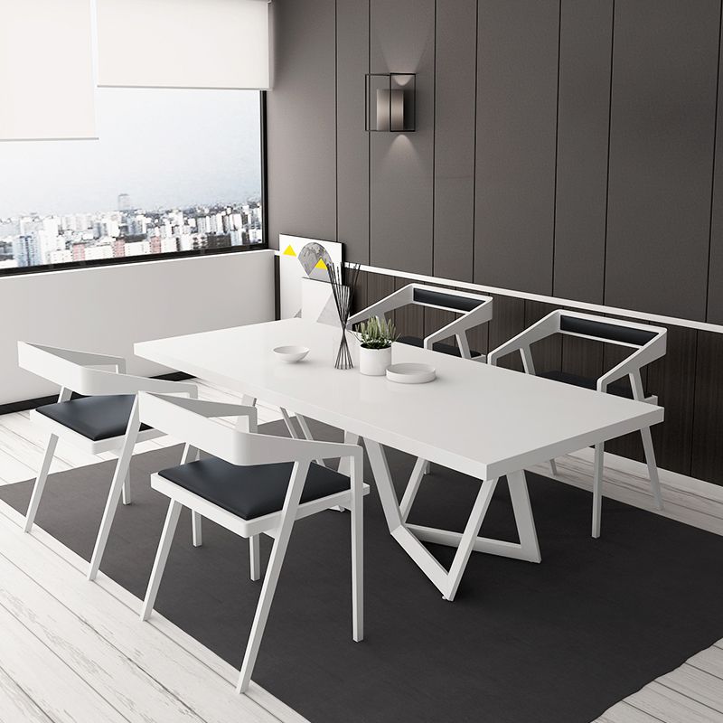 Tavolo in metallo e legno moderno in stile moderno famiglia tavolo da pranzo rettangolare