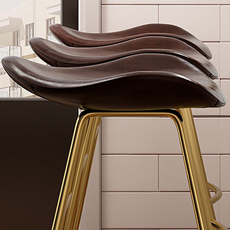 Glam Counter Bar Stool Armless Leather Indoor Bar Stool with Footrest Iron Base Clearhalo 'Bar Furniture' 'Bar Stools' 'bar_stools' 'furn' 'furn_bar_stools' 'furniture_bar_stools' 'Kitchen & Dining Furniture' 'kitchen&dining_furn' 'kitchen' 'kitchen_furn' Furniture' 1200x1200_39e410fc-a125-4cb9-8266-00ba76505b8b
